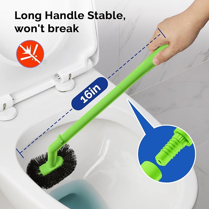 HAMITOR Toilet Plunger Bowl Brush Combo：Heavy Duty Rubber for Drain Clog Remover - Curved Design Bristles for Deep Cleaning Under Rim - Compact Bathroom Cleaning Tools for New Homet Essentials-Green