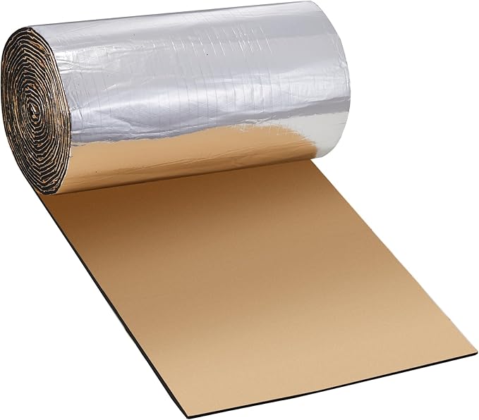 VEVOR Noise Grabber Mass Barrier, 16.5x315 in (36sq.ft) Roll of Soundproofing Mat, 200mil Thick Mass-Loaded High Density Aluminum Foil Foam Surface, Double Layer Structure Acoustic Insulation Sheet
