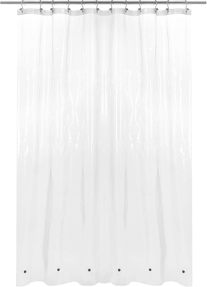 Barossa Design Extra Long Shower Curtain or Liner 72x80-6 Magnets on Bottom, PEVA, Waterproof, PVC Free, Metal Grommets - 72 x 80 Inches, Clear