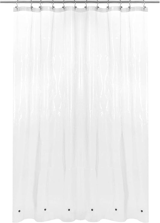 Barossa Design X-Long Shower Curtain Liner with 6 Magnets - 72" x 92", Waterproof PEVA Shower Liner for Bathroom, PVC Free, Metal Grommets - Clear, 72X92