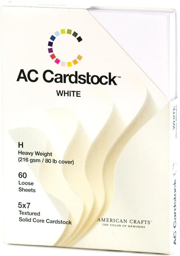 5x7 Cardstock Paper White - Textured Heavy Duty White Paper for Die Cutting, Card Making, Wedding Invites, Crafts - 60 Sheets, 80lb (216gsm), Solid Core