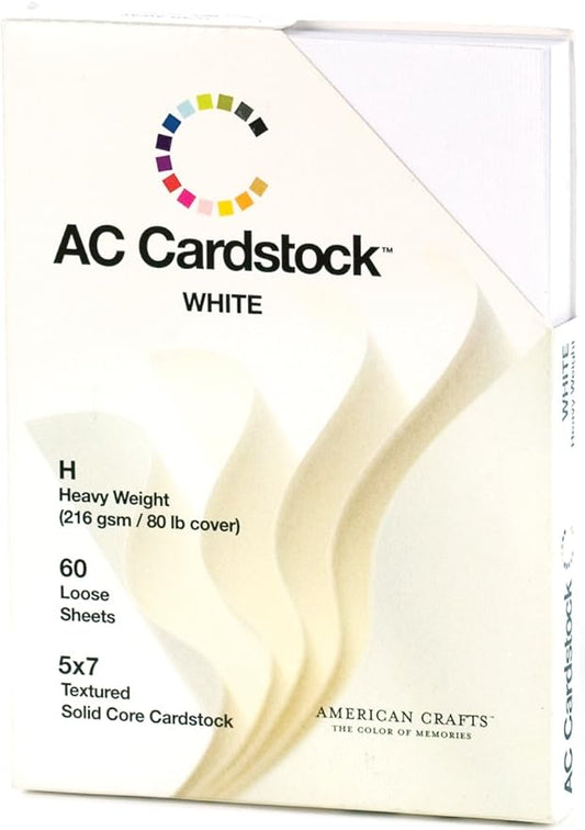 5x7 Cardstock Paper White - Textured Heavy Duty White Paper for Die Cutting, Card Making, Wedding Invites, Crafts - 60 Sheets, 80lb (216gsm), Solid Core