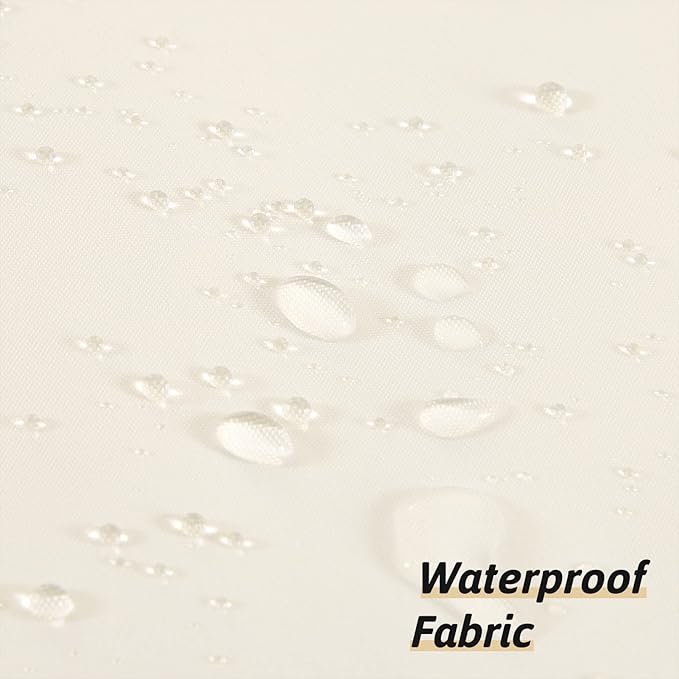 Extra Wide No Hook Shower Curtain,96 Inch Width Beige Fabric Shower Curtains with 12 Plastic Built-in Hooks,Waterproof & Machine Washable Hotel Style for Bathroom,96x72 Inch