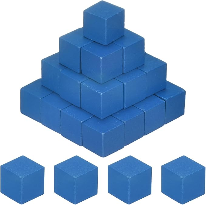 50-Pack DIY Wooden Cube, 0.4 Inch(1 Cm) Colored Natural Wood Blocks for Crafts Making Puzzle Games/Wedding/Home Decor/Dice/Building, Square Blank Block [Blue]