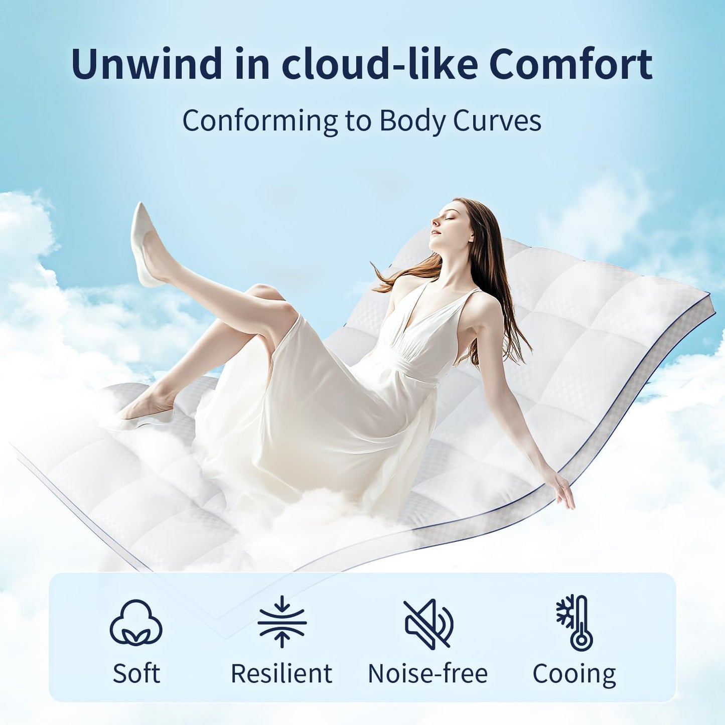 Mattress Topper Twin XL Mattress Pad Cover Mattress Protector with 8-21 Inch Deep Pocket Overfilled Down Alternative Filling