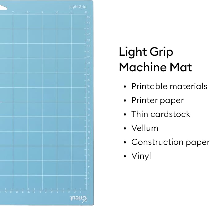 Cricut LightGrip Cutting Mats 12in x 12in, Reusable Cutting Mats for Crafts with Protective Film, Use with Printer Paper, Vellum, Light Cardstock & More for Explore & Maker (3 Count)