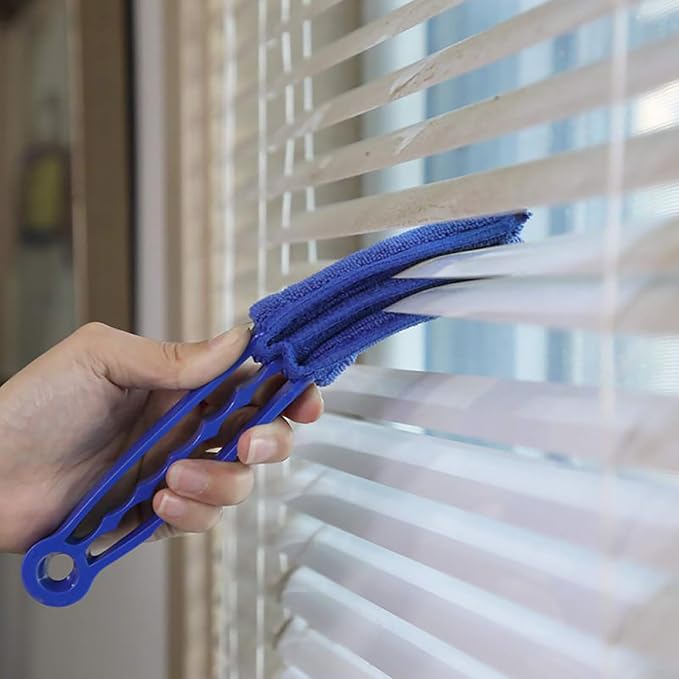 Universal Blind Cleaning Brush,Microfiber Venetian Blind Cleaner Brush Tool,Shutter Brush Works on Vertical/Horizontal Blinds for Dust Removal,Reusable & Washable,2 Pack (Blue)