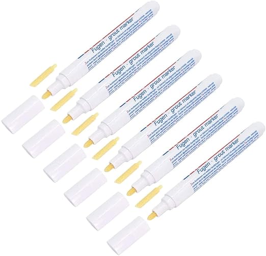 6 Pieces Tile Pen Wall Grout Restorer Pen Repair Marker Grout Filler Pen for Restoring Tile Wall Floor Bathrooms and Kitchen(White)