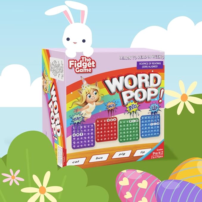 The Fidget Game Word Pop, CVC Word Games for Kids 4-6 - Learn to Read in Weeks - Multisensory Reading & Phonics Interactive Board Game Ideal for Pre Kindergarten to 1st Grade