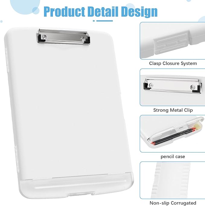 Hongri Clipboard with Storage with Pen Holder, Folder Nursing Clip Board 8.5 x 11 Foilo-Side Opening, High Capacity, Light Weight for Teachers, Classroom. Size 14 x 9.6 x 1.2 in(White)