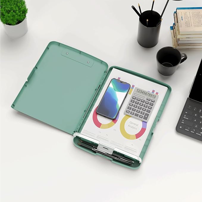 Hongri Clipboard with Storage with Pen Holder, Folder Nursing Clip Board 8.5 x 11 Foilo-Side Opening, High Capacity, Light Weight for Teachers, Classroom. Size 14 x 9.6 x 1.2 in(Green)