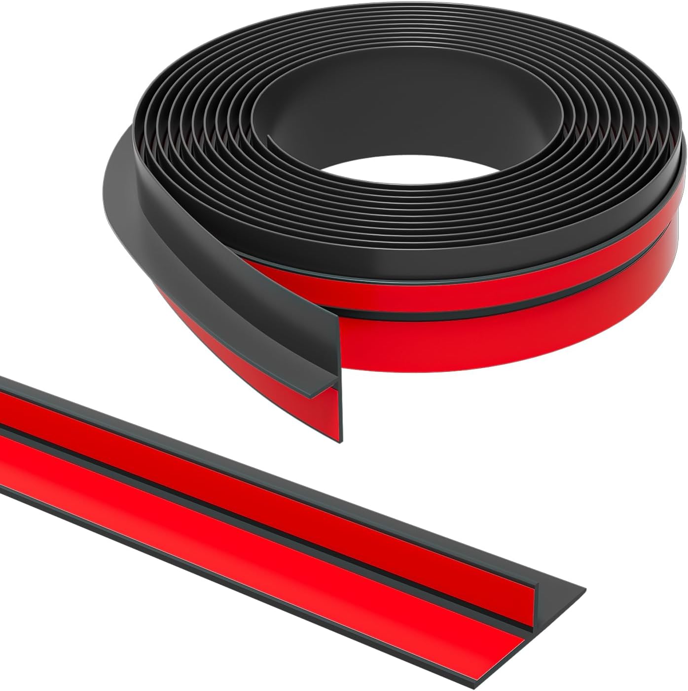 T-Shaped Door Draft Stopper, 1.97 in x 20 Ft Silicone Seal Strip for Windows Gaps, Weather Stripping Seal Strip Shower Sweep, Black