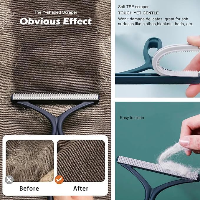 4-In-Premium Pet Hair Removal Glove & Brush Set Electrostatic Dog & Cat Grooming Tool with Lint Remover for Furniture, Carpet, Car - Reusable Magic brush Ideal Pet Supplies for Dog & Cat Hair Removal
