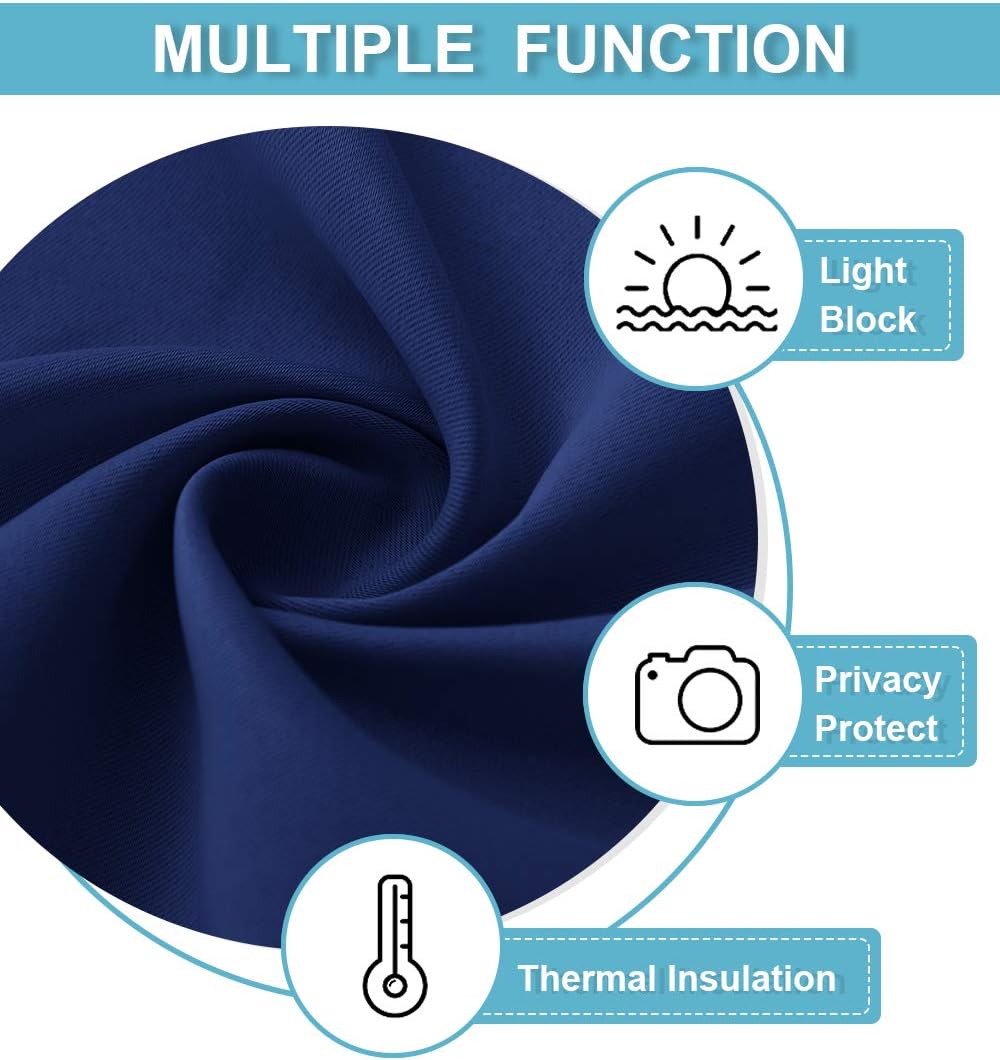 RYB HOME 45 inch Length Curtains for Kitchen, Room Darkening Narrow Window Drapes Thermal Insulated Privacy Covers for Basement RV Camper, W 29 x L 45 inch, Set of 2, Marine Blue