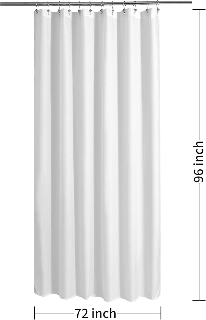ALYVIA SPRING Extra Long Fabric Shower Curtain Liner Waterproof - 72" x 96", Soft & Lightweight X-Long Shower Curtain with Magnets, Machine Washable - 72x96, White