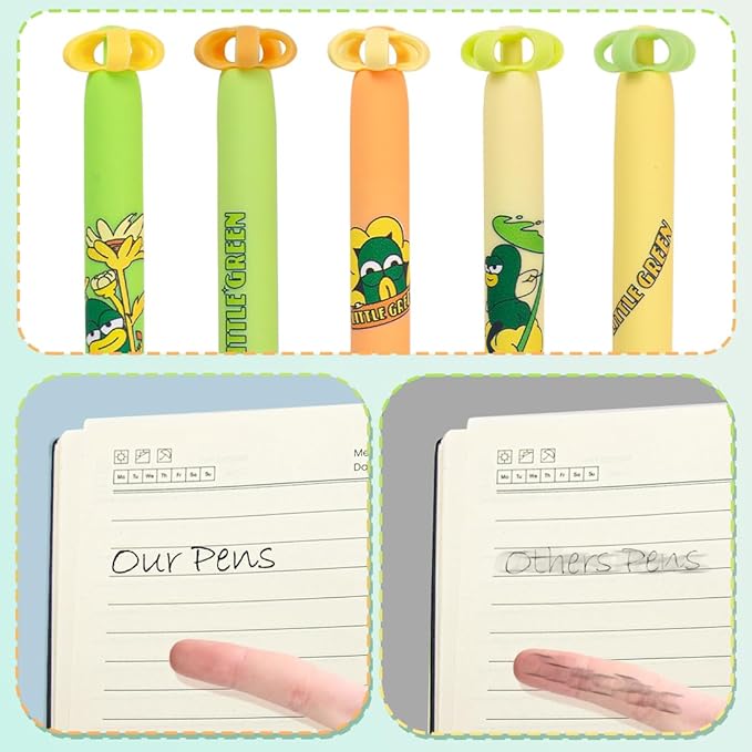 Gel Pens 5-Pack Quick-Dry Smudge-Resistant Ink, Writing Tools for School, Office, Creative Projects | Aesthetic Gift Set for Students/Teachers/Nurses/Professionals (Green)