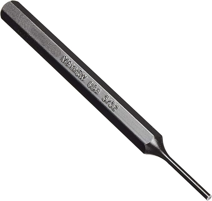 Mayhew Tools 21006 SAE Pin Punch, 3/32 x 1.75" Pin, 6" OAL x 5/16" Body, Black Oxide Finish