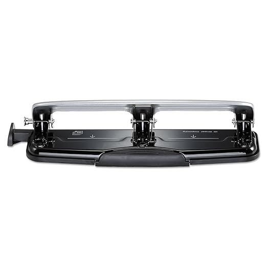 Bostitch Office inPRESS 12 Reduced Effort Three-Hole Punch, Silver/Black (2101)
