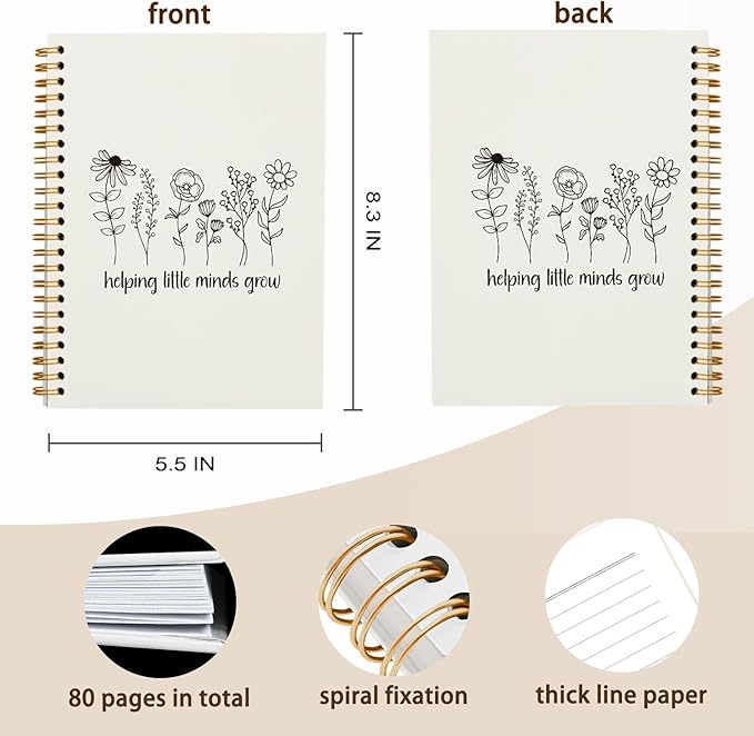 QUICQOD Teacher Notebook, Teacher Grade Book,Teacher Journal, Office Notebook Journal for Work Office School,Appreciation Gift for Teacher,Thank You Gift,Hardcover Spiral Notebook 5.5x8.3