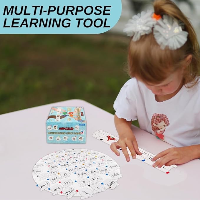 Sentence & Story Building 2-in-1 Educational Game for Kids | Phonics & Reading Puzzles Ages 6-8 | Learn Parts of Speech & Sight Words | Speech Therapy Materials for Kindergarten & 1st Grade