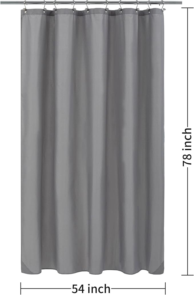 ALYVIA SPRING Stall Fabric Shower Curtain Liner Waterproof - 54" x 78", Soft & Lightweight Long Stall Size Shower Curtain with Magnets, Machine Washable - 54x78, Grey