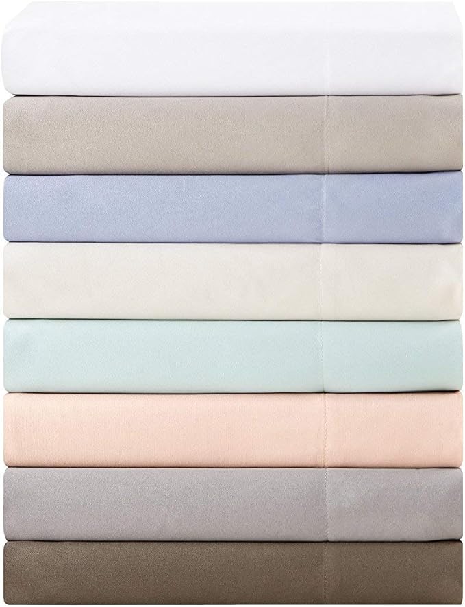 Madison Park 3M Microcell Bed Sheet Set Color Fast, Wrinkle and Stain Resistant, Soft Sheets with 16" Deep Pocket All Season, Cozy Bedding-Set, Matching Pillow Case, King, Blush, 4 Piece