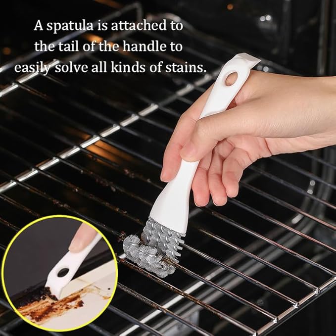 MIUPOO Kitchen Cleaning Brush Set,Kitchen Gap Depth Cleaning Gas Stove Brush,Barbecue Grill Cleaning Brush with Scraper,Scrubber Brush for Range Hood Grease Grime,Set of 3
