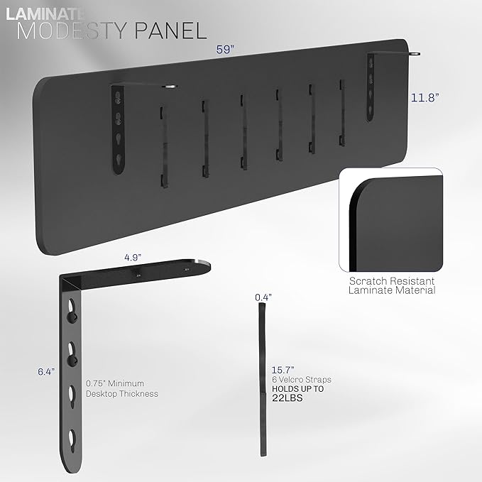 VIVO Laminate 59 x 12 inch Modesty Panel for Office Desk, 3 Configuration Options, Cable Management Organizer, Black, PP-LM60-B