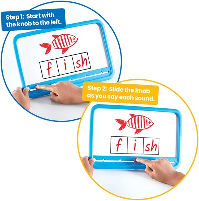 hand2mind Elkonin Boxes Magnetic Dry Erase Boards Set, Phonemic Awareness, Speech Therapy Materials, Letter Sounds for Kindergarten Phonics, Science of Reading Manipulatives (Set of 8), White