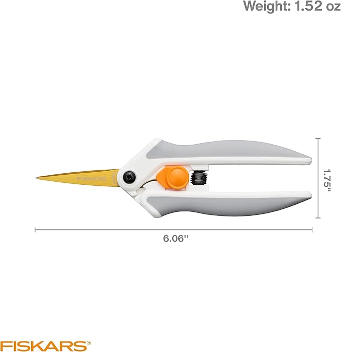 Fiskars Easy Action Micro-Tip Titanium Scissors, Sharp Blades for Cutting Precision and Angles with Easy Action Spring Design, Crafting Supplies, SoftGrip Assisted Handle