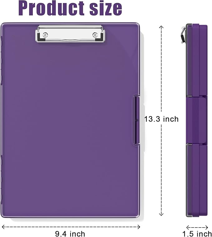 Hongri Clipboard with Storage, Purple 8.5 x 11 Folder Nursing Side Opening, Heavy Duty with Dual Compartment, Smooth Writing for Teachers, Classroom, Size 13.3 x 9.4 x 1.5 in, Office & School Supplies