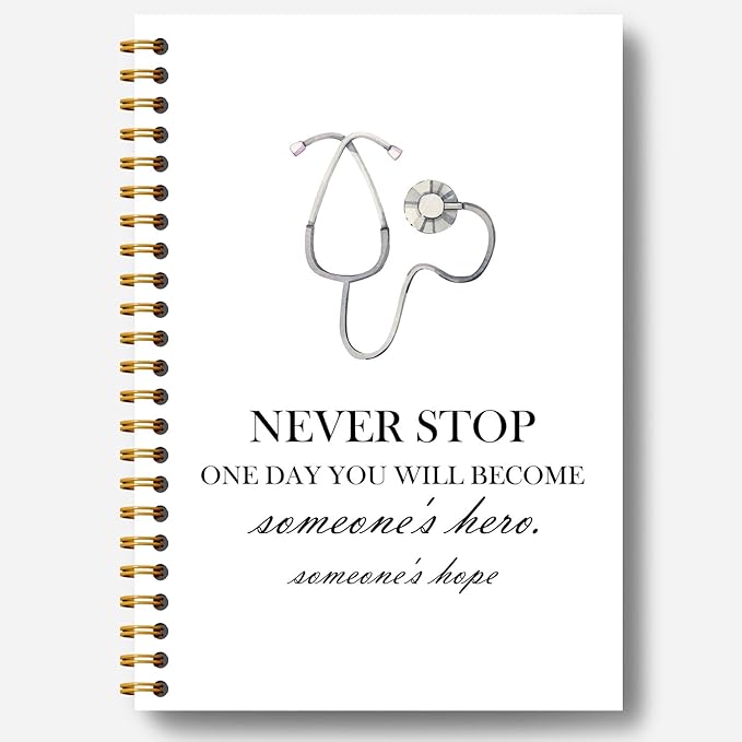 Inspirational Nurses Notebook, Future Nurse Doctor Gifts Journal, Nurse Appreciation Week Gifts Journal, Medical Stethoscope Nursing Hardcover Spiral Notebooks 5.5x8.3 Inch