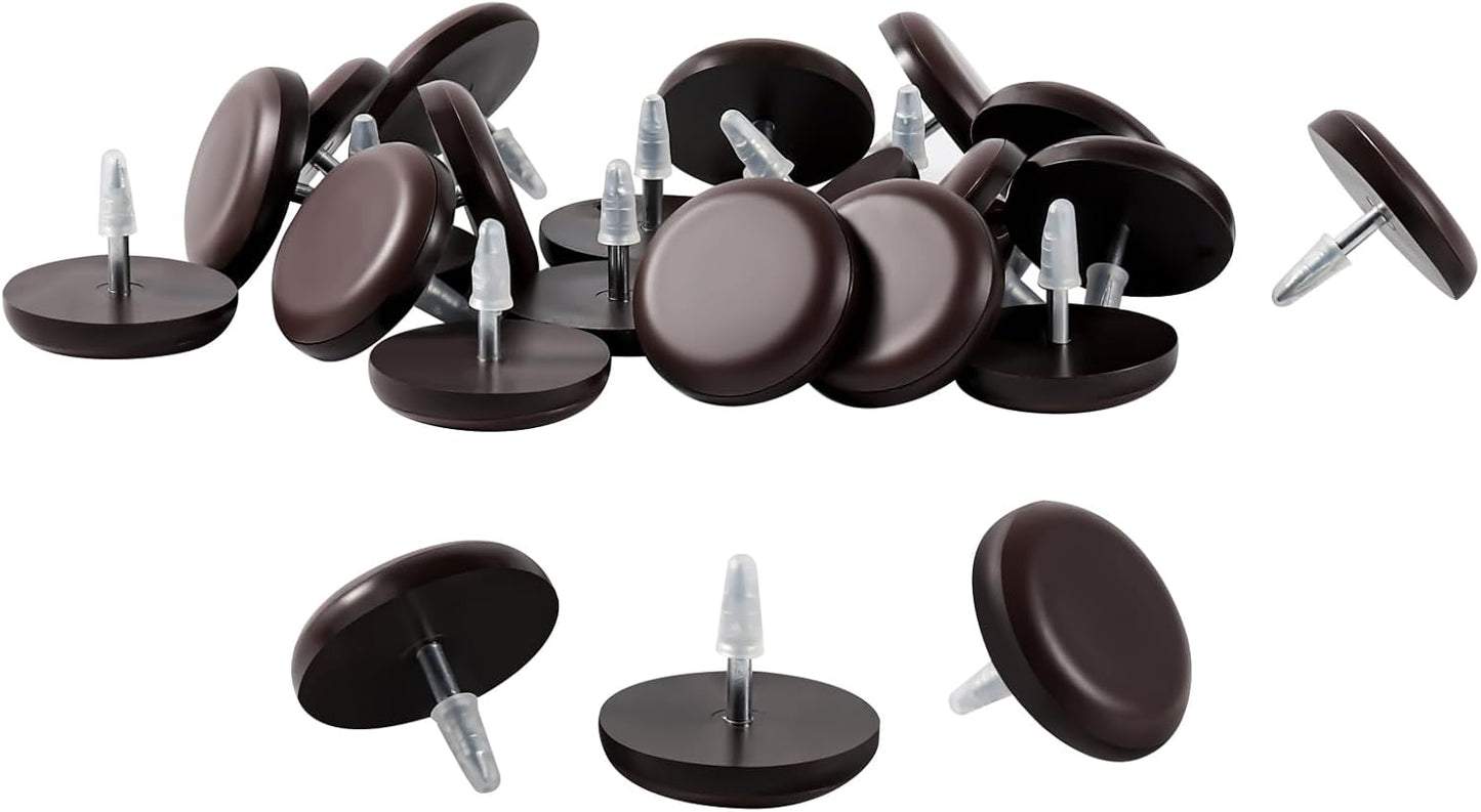 3/4“ Nail on Furniture Sliders (24 Pack) - Furnigear Heavy Duty PTFE (Teflon) Chair Leg Slider Glide Wooden Furniture Movers Move Your Furniture Easily & Safety - Best Floor Protector Brown