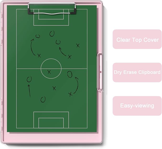Hongri Clipboard with Storage, Pink 8.5 x 11 Folder Nursing Side Opening, Heavy Duty with Dual Compartment, Smooth Writing for Teachers, Classroom, Size 13.3 x 9.4 x 1.5 in, Office & School Supplies