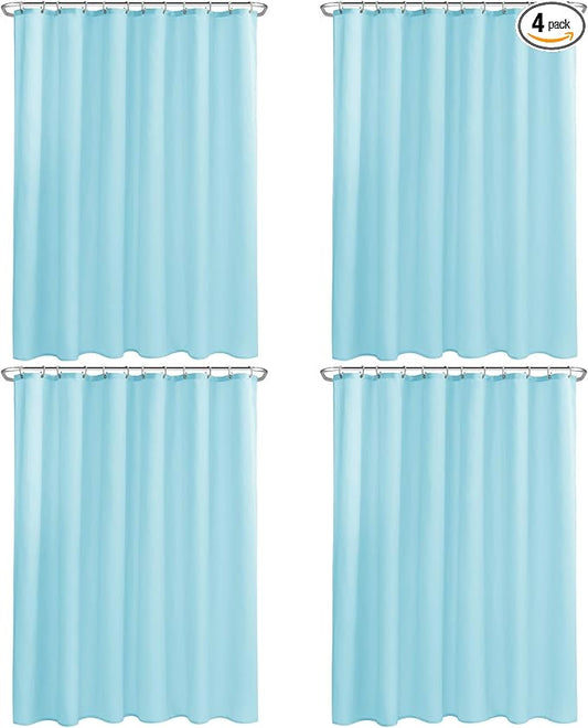Nasitos Fabric Shower Curtain Liners 4 Pack - W72 x H72 - Washable & Water Resistant Cloth Shower Liner for Bathroom, Soft Hotel Quality, Standard Size (Blue, Include 8 Separate Magnets)