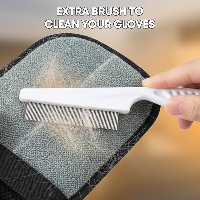 Pet Hair Remover Glove for Cats & Dogs, Upgraded 5-Finger Electrostatic Mesh Mitt, Handheld Grooming Glove Reusable Fur & Lint Remover for Sofa, Couch, Carpet, Clothes & Car Seat – Black