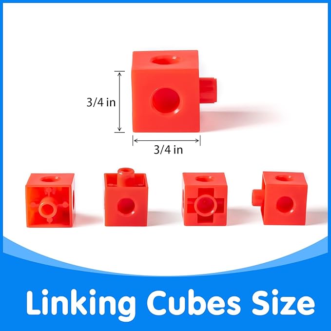 100 Pcs Math Linking Cubes with 384 Cartoon Stickers – Essential Counting Cubes for Kids Math Learning and Fun Activities