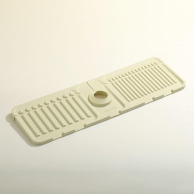 Sink Faucet Absorbing Mat,Kitchen Sink Splash Guard Longer Silicone Sink Faucet Mat,Silicone Sink Faucet Mat for Dish Soap Sponge Holder for Bathroom (White,17.5x5.5 Inch)