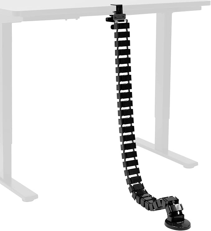 VIVO No Drill Clamp-on Desk Vertebrae Cable Management Kit, Adjustable Quad Entry Flexible Cord Organizer for Home Office, Black, DESK-AC01P-B