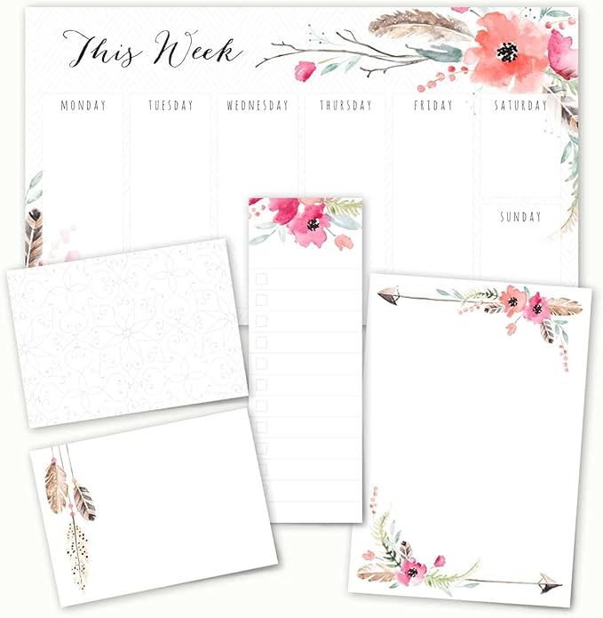 Boho Spirit Adhesive Sticky Note Pack - 5 Pads - 50 Sheets/pad