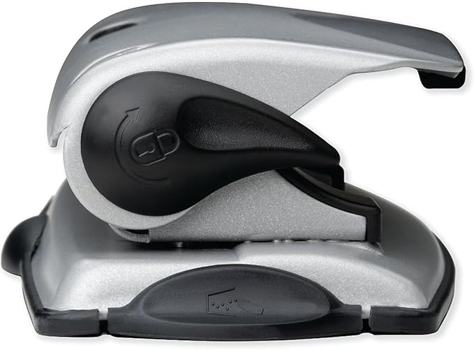 Swingline 3 Hole Punch, Desktop Hole Puncher, EasyView, 12 Sheet Punch Capacity, Silver/Black (74063)