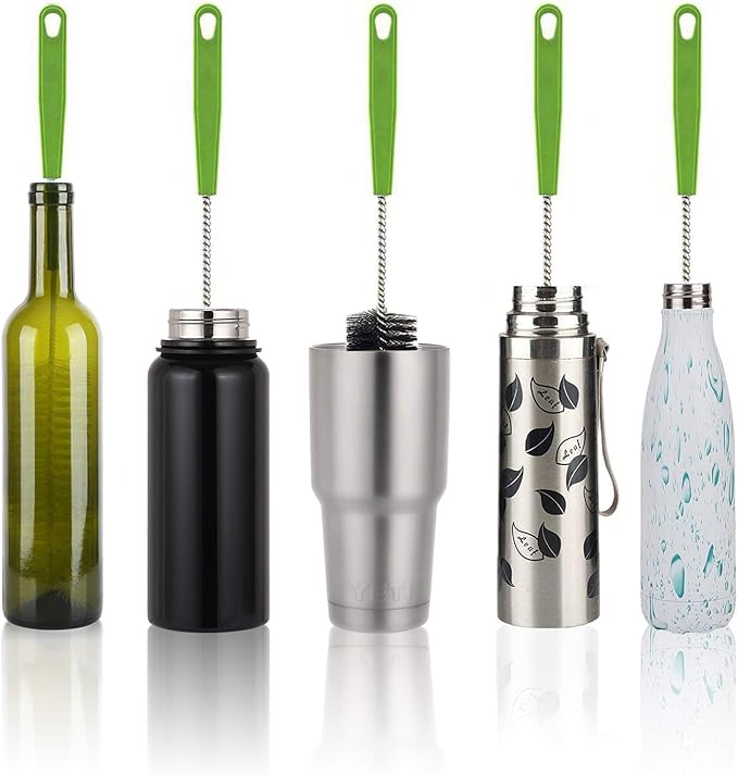Long Bottle Brush, 17 in Bendable Cleaner Brushes for Cleaning Neck Beer Bottles, Wine, Baby Bottles, Water Bottles, Tumblers, Flask, Bird Feeder, Vase and Brewing Pipes Brush+Bottle Brush/2Pack