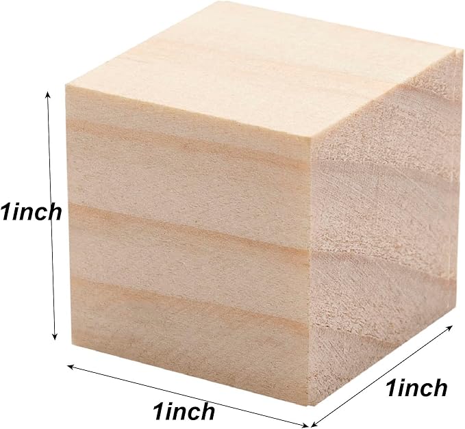 Wooden Blocks for Crafts 1 inch, 50 PCS Blank Wood Blocks for Crafting, Small Wooden Cubes Unfinished Solid Wood Squares for DIY Projects, Model Making, Letter Dices, Stamps