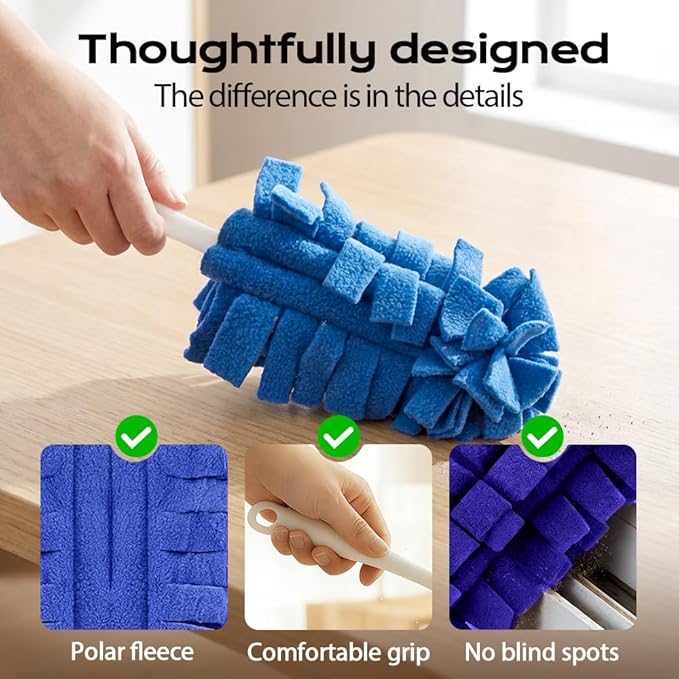 360° Electrostatic Duster Refills, 2026 New Washable & Reusable Microfiber Pads Fleece Duster Refill Compatible Tools for Cleaning Home, Blinds, Car, Pet, Furniture, Fans (Pink)