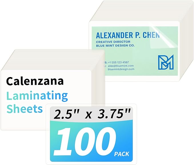 Calenzana 100 Pack 2 x 3.5 Laminating Sheets, 2.5x3.75 inch Thermal Laminating Pouches, 5 Mil