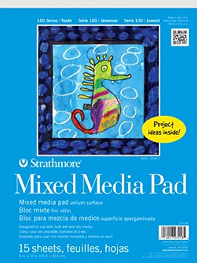 Strathmore (27-018 STR-27-018 15 Sheet Mixed Media Pad, 9 by 12", White