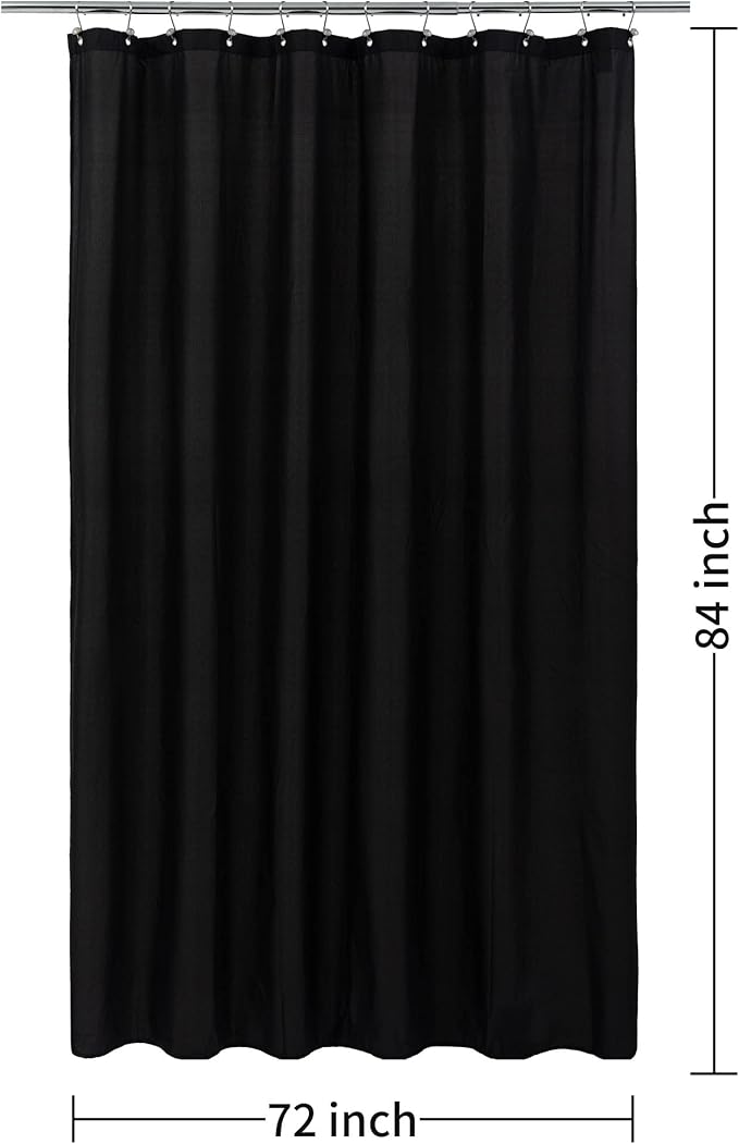 ALYVIA SPRING Extra Long Fabric Shower Curtain Liner Waterproof - 72" x 84", Soft & Lightweight XL Shower Curtain with 3 Magnets, Machine Washable - 72x84, Black