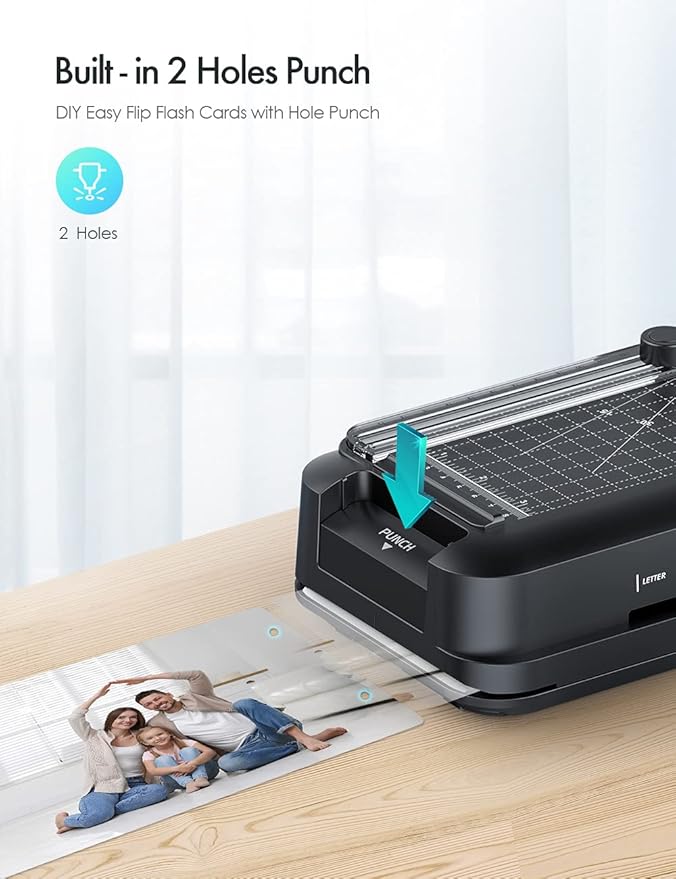 9-Inch Laminator Machine for Teachers & Home – All-in-One Jam-Free Laminator with Paper Trimmer, 2-Hole Punch, Corner Rounder, Fast 3-Min Warm-Up, 10 Pouches for School, Crafts & Office