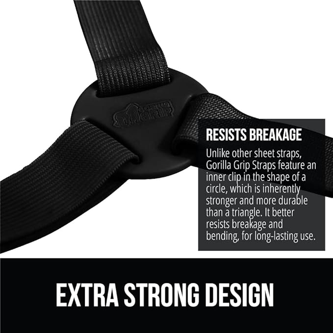 Gorilla Grip Bed Sheet Straps and Headboard Gap Pillow, Sheet Fasteners 4 Pack Black, Easy Install Sheet Suspenders, Headboard Gap Pillow Size King Gray, Dense Foam Wedge, 2 Item Bundle