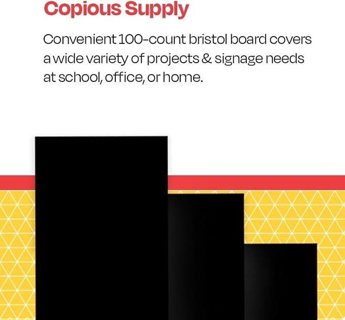 School Smart Folding Bristol Tagboard, 18 x 24 Inches, Black, Pack of 100